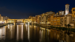 Die Ponte Vecchio. Nochmal abends, von der Ponte Santa Trinita aus gesehen